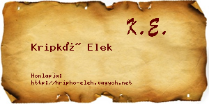 Kripkó Elek névjegykártya
